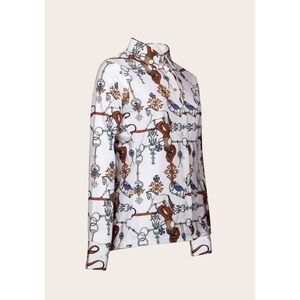 New With Tags Espoir White Carnival Button Shirt‎ Equestrian Wear Sz Extra Small